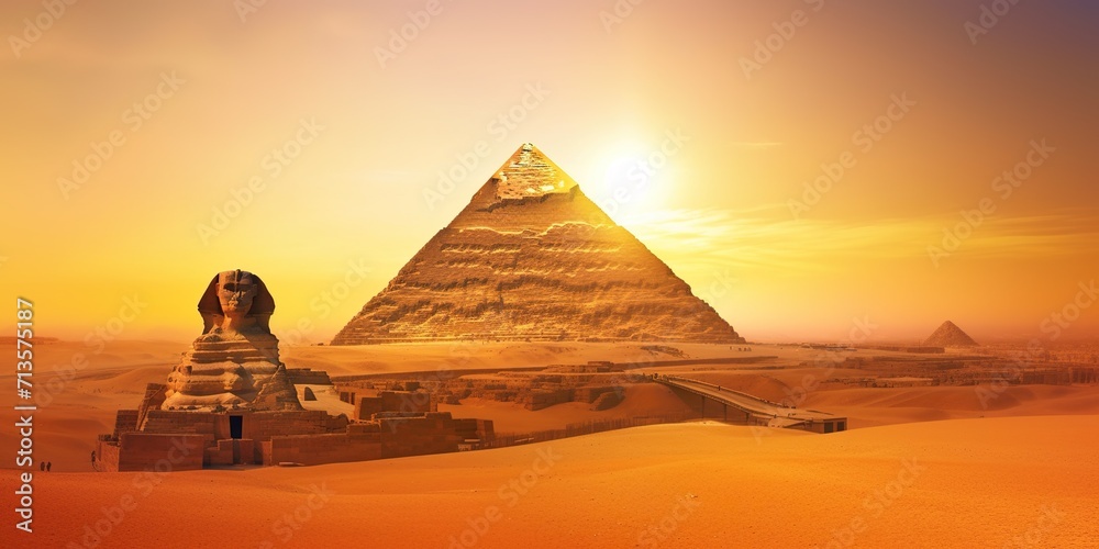 Foto de minimalistic design The Great Sphinx of Giza and the Pyramid of ...