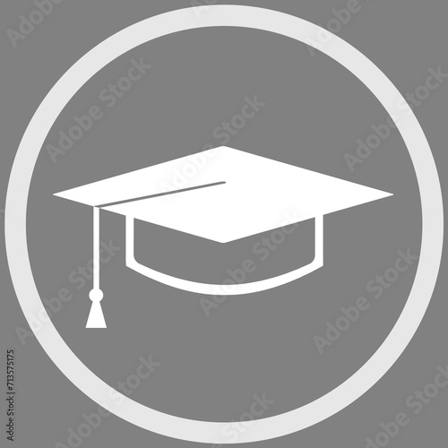 Square academic cap in frame, illustration on grey background photo