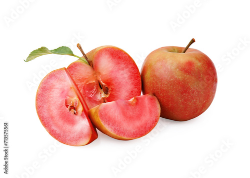 Tasty apples with red pulp isolated on white