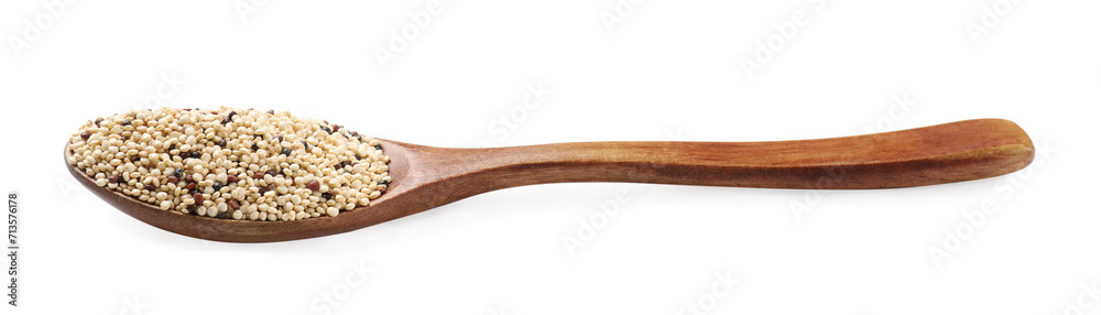 Raw quinoa seeds in spoon isolated on white Raw quinoa seeds in spoon isolated on white
