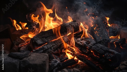 flaming wood or coal