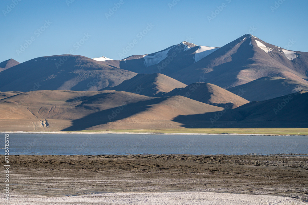 Tso Momriri, a high-altitude lake in the Himalayas, Ladakh, mountain lake, India Tso Momriri, a high-altitude lake in the Himalayas, Ladakh, mountain lake, India