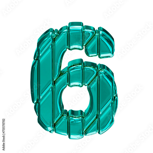 Turquoise symbol in a frame. number 6