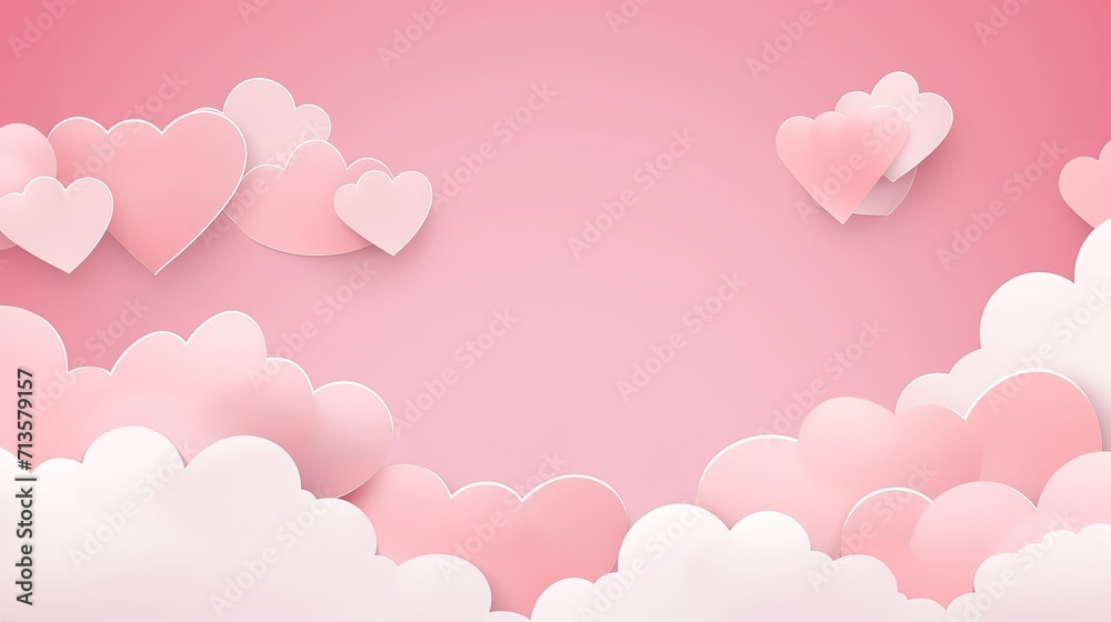 Text space on a horizontal banner featuring a pink sky and paper-cut clouds.