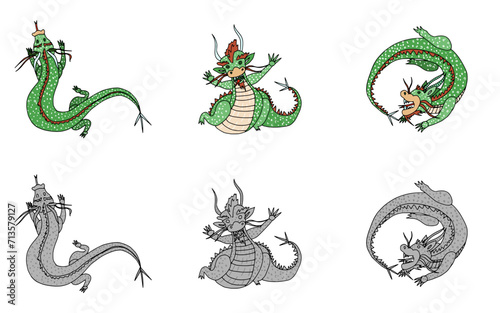 selection of dragons mythical animals in color new
