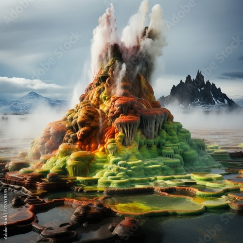 American nvidia located fly geyser image Generative AI photo