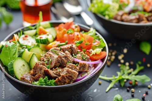 Bowl of Meat and Vegetable Salad
