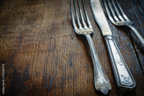 Close-Up of Fork and Knife on Table