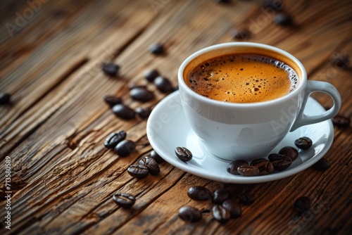 Coffee Cup on Wooden Table