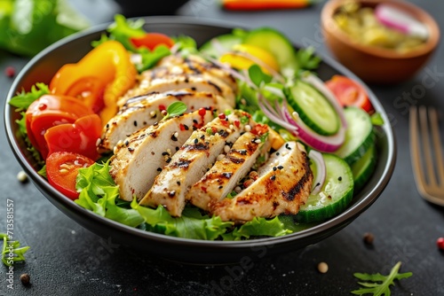 Chicken Salad With Tomatoes, Cucumbers, and Lettuce