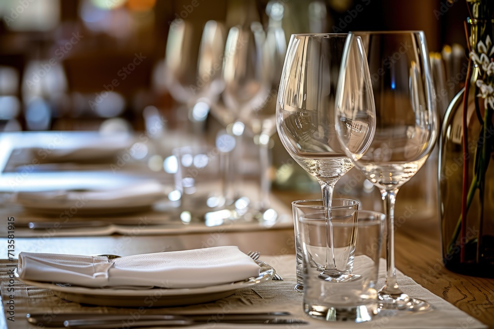 Table Set With Wine Glasses and Silverware