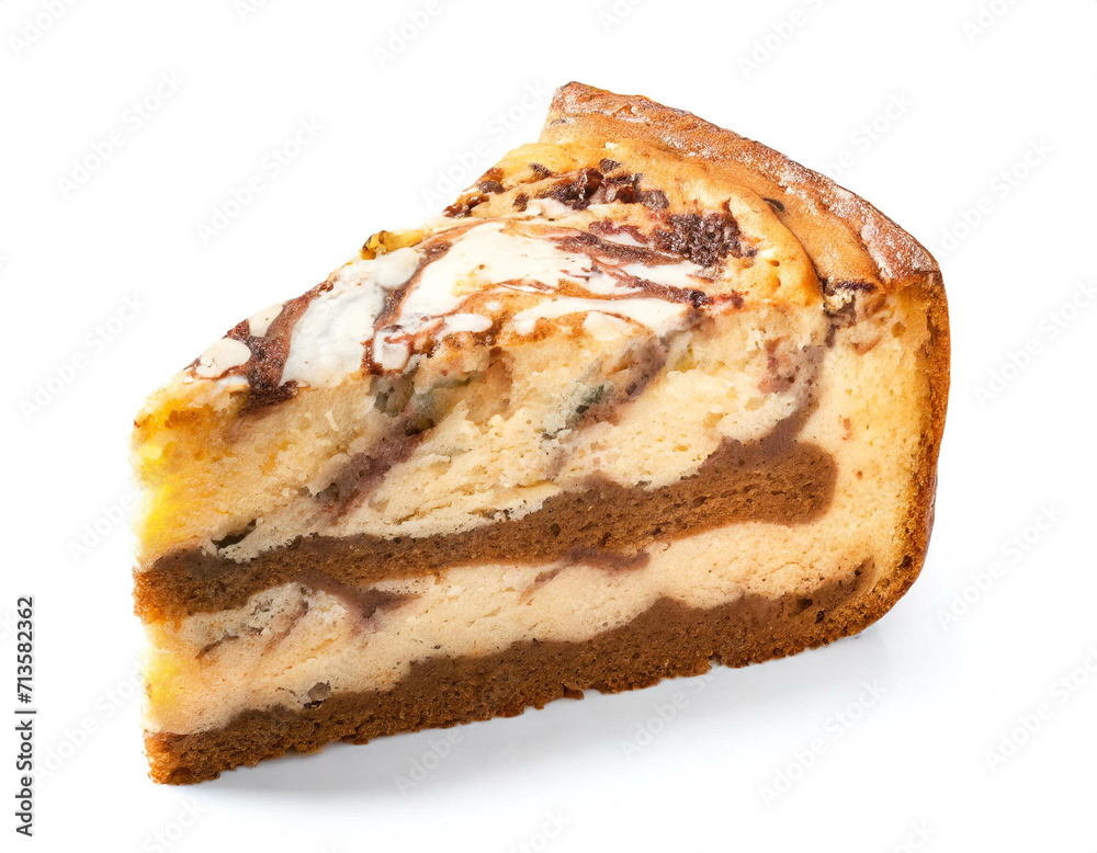 Stück Marmorkuchen isoliert auf weißen Hintergrund, Freisteller Stück Marmorkuchen isoliert auf weißen Hintergrund, Freisteller