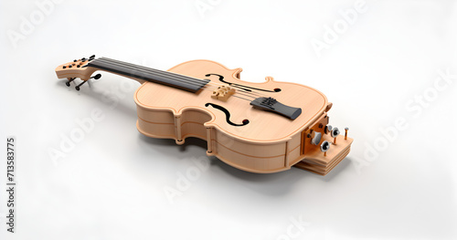  Top view of a musical instrument without keys made of plywood, 3D model.