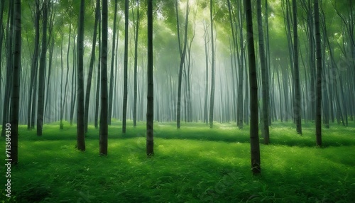 Misty bamboo forest background 