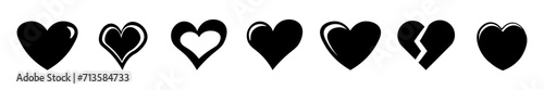 Heart shape symbol collelction. Heart icon for Valentine's day. Heart icon set. Vector