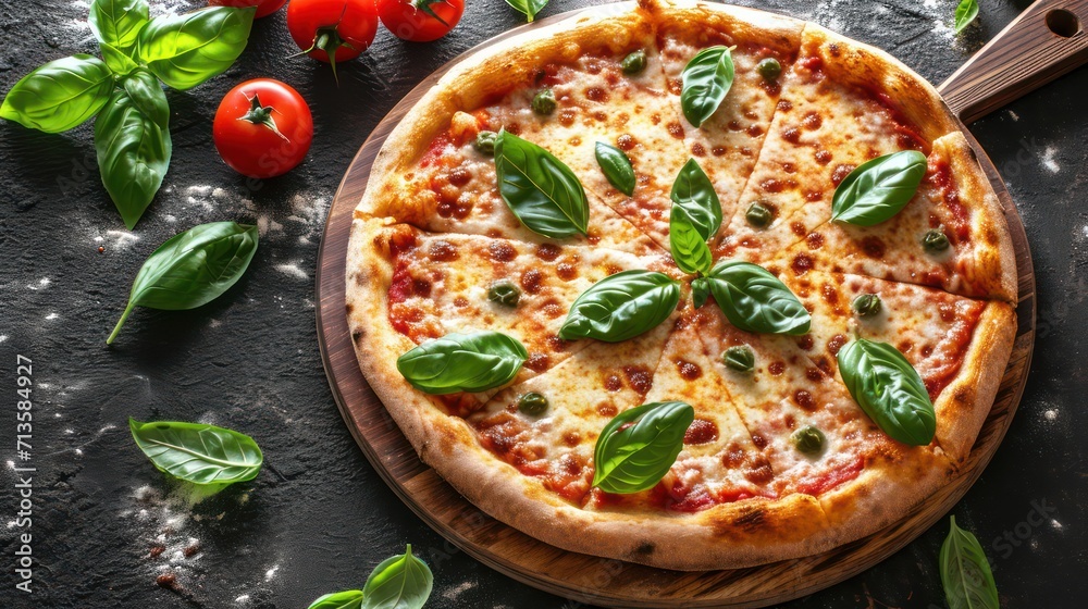 Background featuring Napoli Pizza Delight with space for text. - obrazy, fototapety, plakaty 