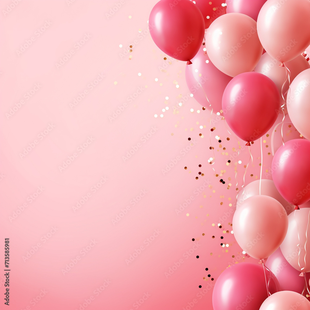 Abstract background with balloons and space for text. Perfect for greeting cards, web sites, social media and much more. Created using generative ai tools