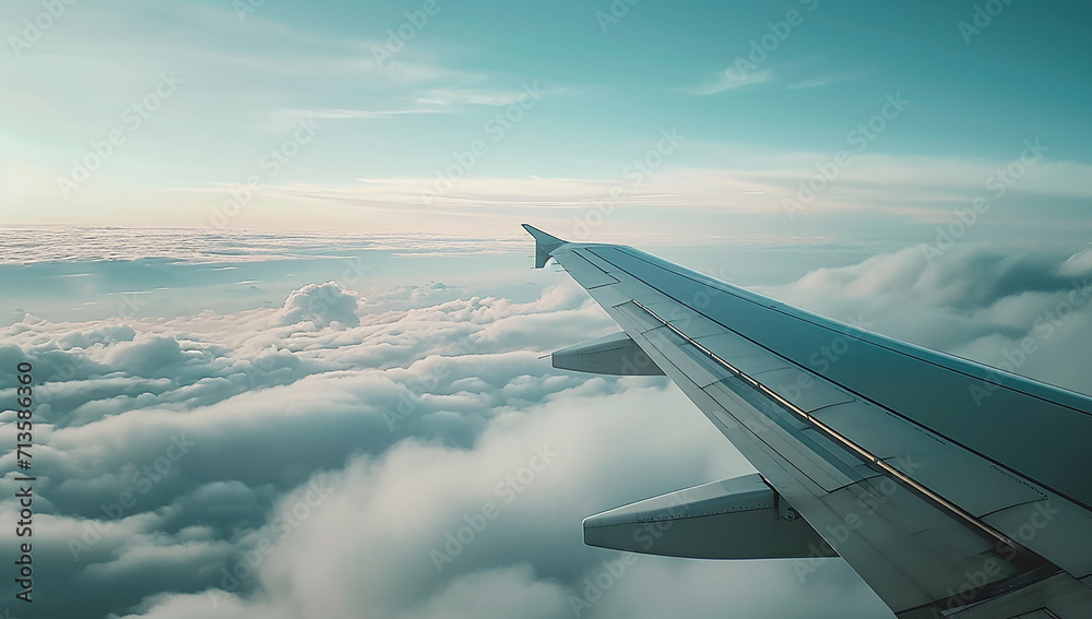 Fototapeta premium airplane wing in the clouds 