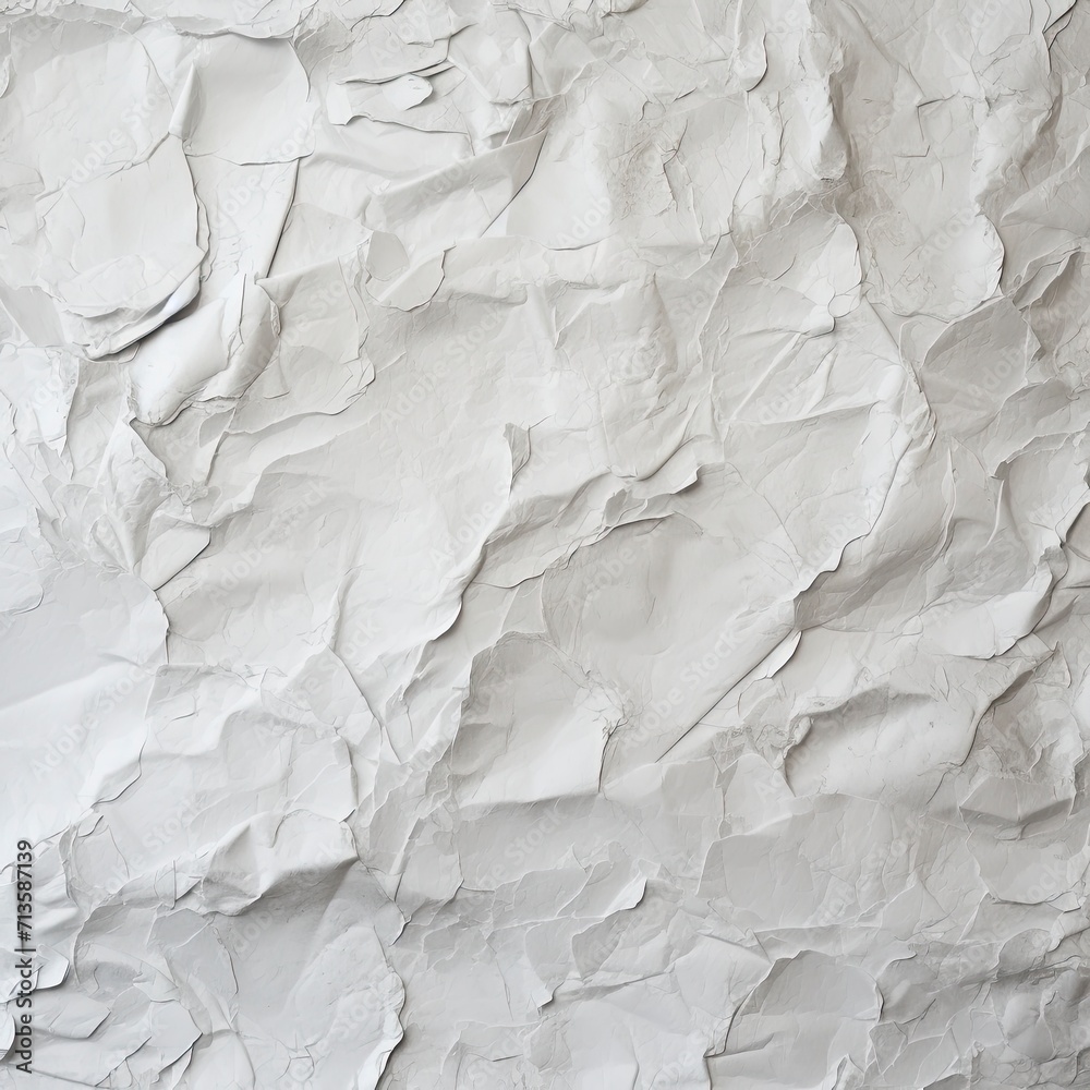 Fototapeta premium White recycled craft paper texture background. Abstract gray material old vintage page very crumpled.
