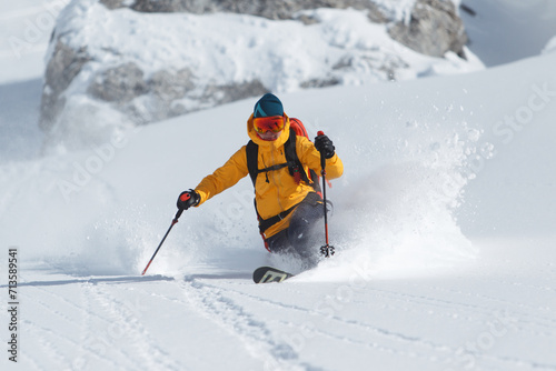 female telemark skier