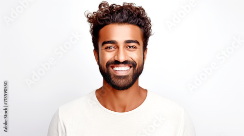 Portrait of a Handsome Indian Man Smiling a Snow-white Smile