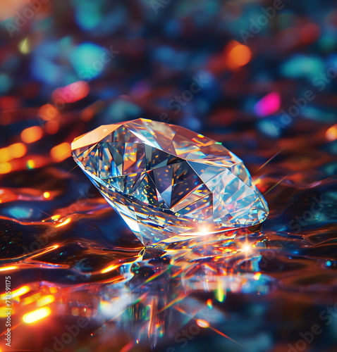 Dazzling Diamond in Colorful Light Spectrum