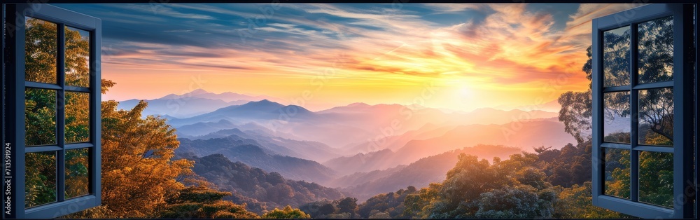 Majestic Mountain View from Open Window Majestic Mountain View from Open Window