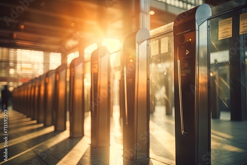 Blur of turnstiles in the metro. Background image