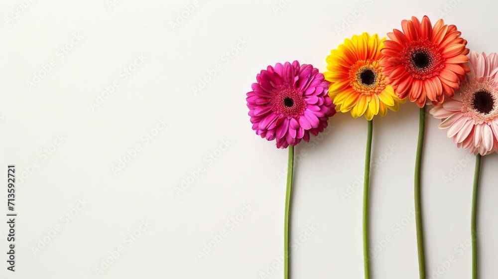 3 Vibrant Gerberia on White Background 3 Vibrant Gerberia on White Background