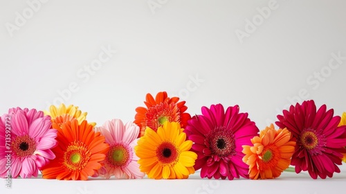 Colorful Gerberia Flowers on White Background