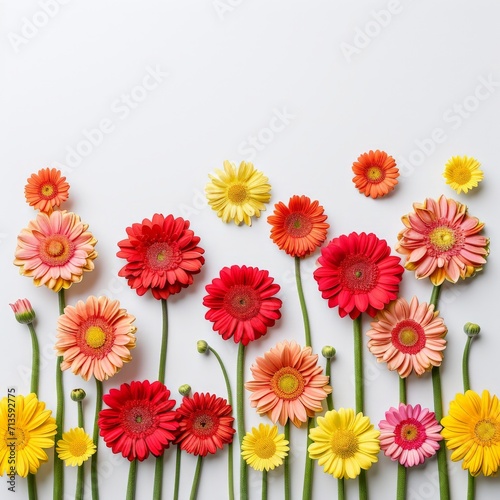 Colorful Flowers Arranged on White Surface