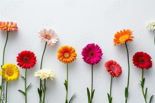 Colorful Flowers on White Background