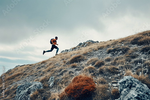Runner Against Majestic Mountain Backdrop