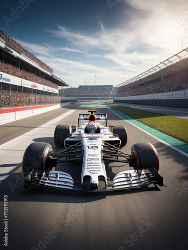Formula 1 car on circuit, f1 racing