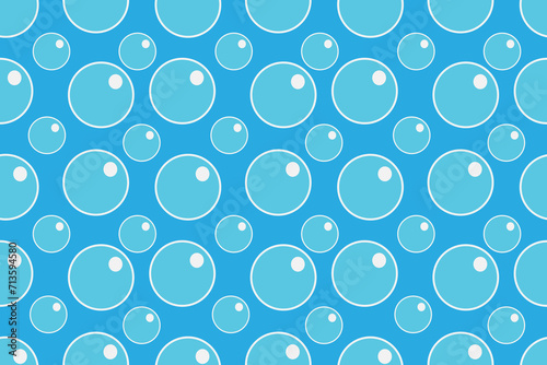 Cartoon bright blue colors water and air bubbles. Seamless vector pattern for design and decoration.