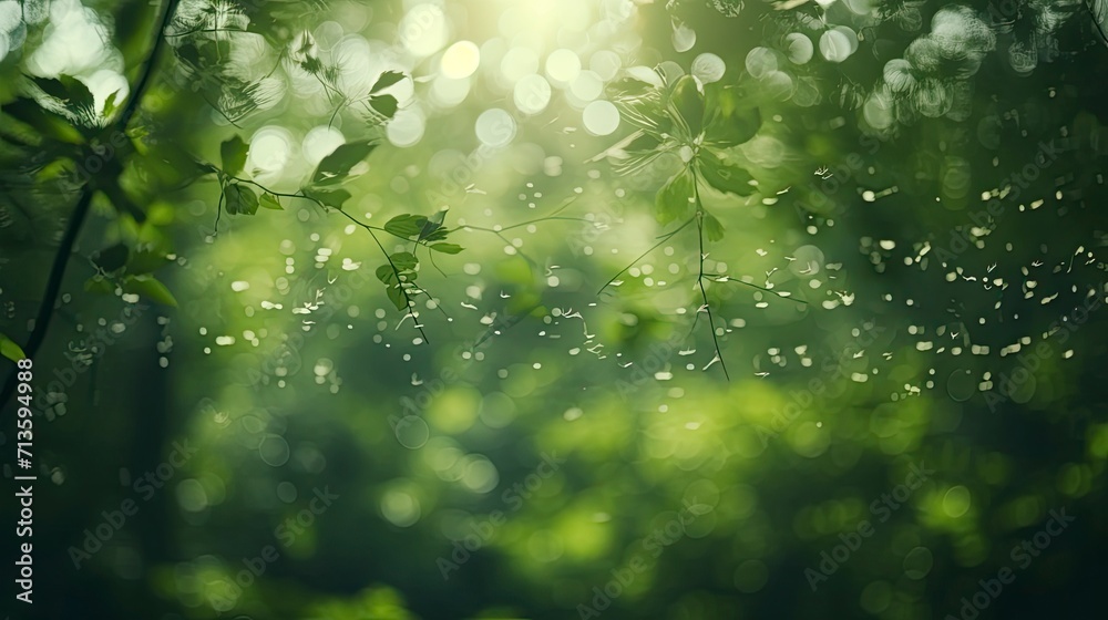 Bokeh forest background, image angle from below, 