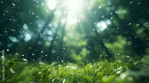 Bokeh forest background, image angle from below, 