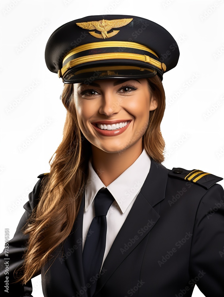 Confident Female Pilot at Controls, AI Generated Confident Female Pilot at Controls, AI Generated