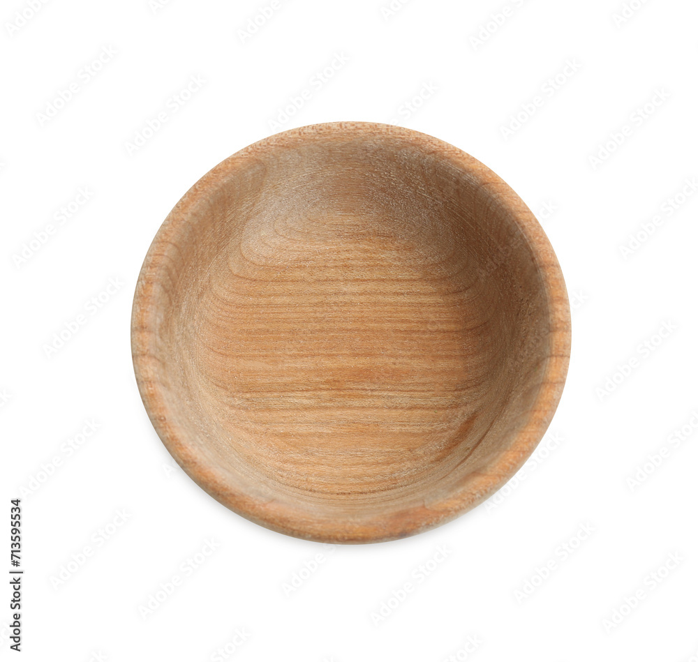 Wooden bowl isolated on white. Cooking utensil
