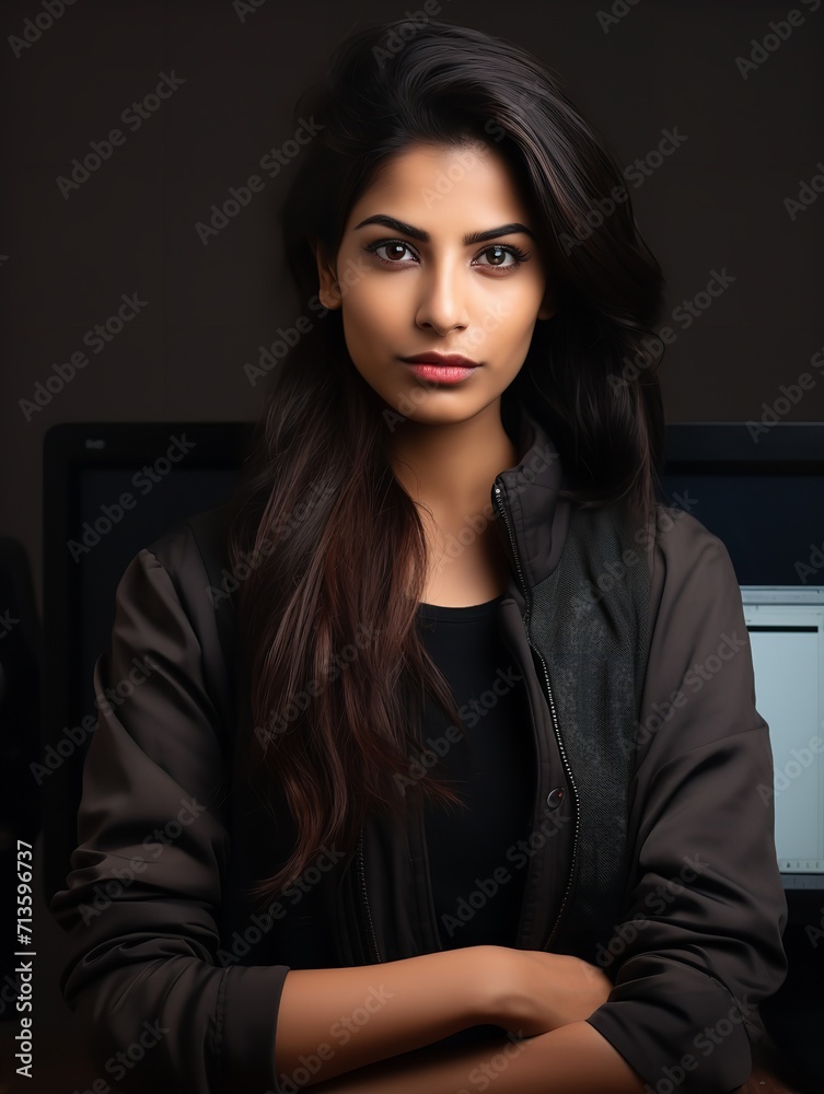 Skilled Female Programmer at Work, AI Generated Skilled Female Programmer at Work, AI Generated