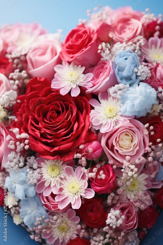 Floral Heart Masterpiece - Red and Pink Flowers Creating a Romantic Valentine's Day Concept Floral Heart Masterpiece - Red and Pink Flowers Creating a Romantic Valentine's Day Concept
