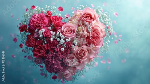 Floral Heart Masterpiece - Red and Pink Flowers Creating a Romantic Valentine's Day Concept