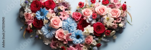 Floral Heart Masterpiece - Red and Pink Flowers Creating a Romantic Valentine's Day Concept