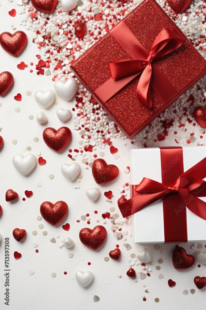 Vivid Red Hearts - White Background Enhancing a Valentine's Day Celebration Concept Vivid Red Hearts - White Background Enhancing a Valentine's Day Celebration Concept
