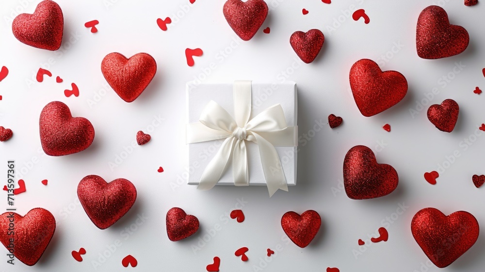 Vivid Red Hearts - White Background Enhancing a Valentine's Day Celebration Concept Vivid Red Hearts - White Background Enhancing a Valentine's Day Celebration Concept
