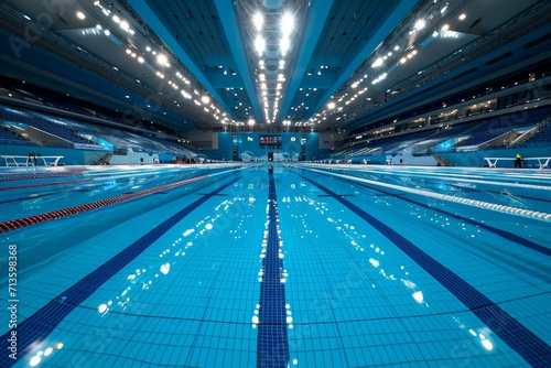 Sports swimming pool. Background with selective focus and copy space