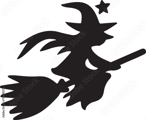 Witch on a broomstick illustration vector silhouette