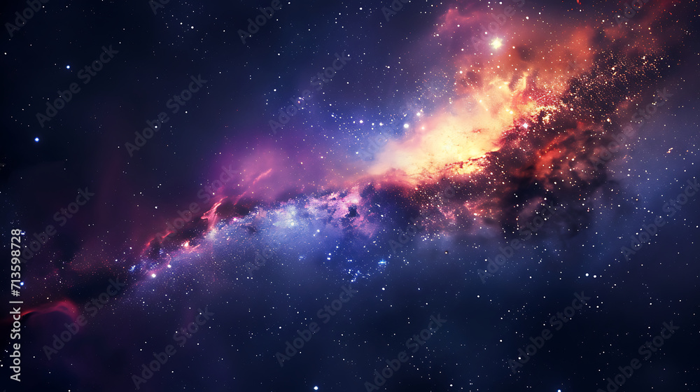 space blue, purple, red stars in the night, in the style of highly detailed, light red and light black, empty space, magewave, atmospheric clouds, light red and dark emerald, ultra detailed 
