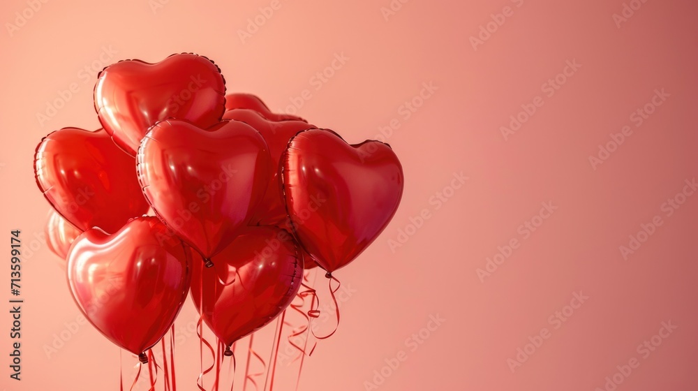 Floating Hearts Romance - Red Balloons and Soft Pink Backdrop for Valentine's Day Concept Floating Hearts Romance - Red Balloons and Soft Pink Backdrop for Valentine's Day Concept