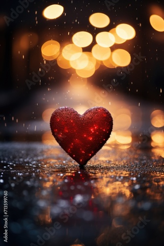 Glittering Red Heart - Captivating Sparkle Against Bokeh Lights, Valentine's Day Concept